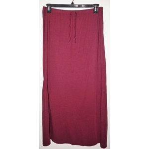 City Streets Maroon High Slit Maxi Skirt